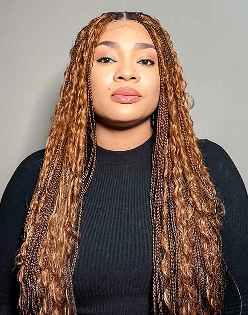 Duchess Boho 10 – Ginger Boho Braided Wig (Boho Curl, Very Long, Mini Frontal, Extra Full)