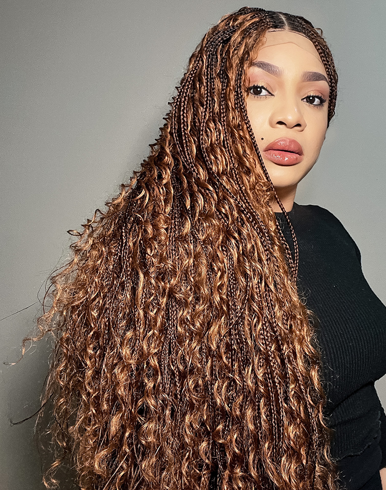 Duchess Boho 10 – Ginger Boho Braided Wig (Boho Curl, Very Long, Mini Frontal, Extra Full)