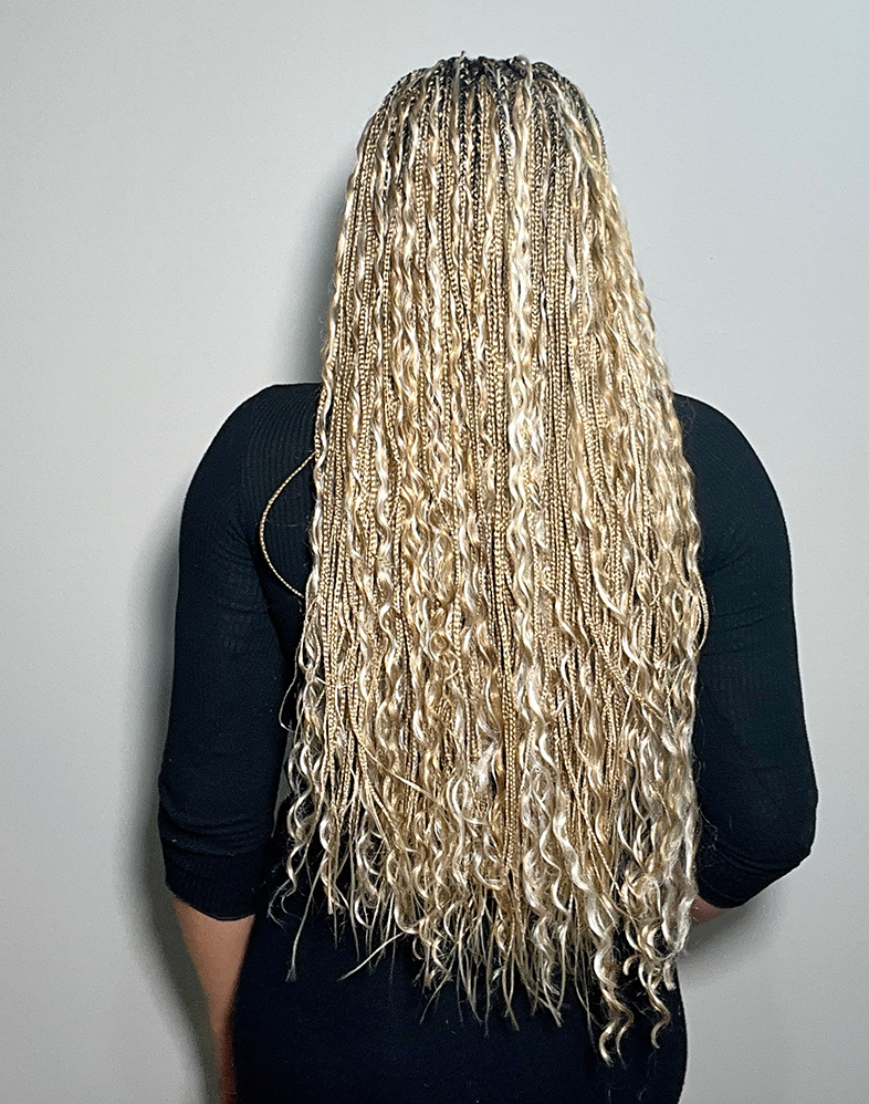 Duchess Boho 20 – Platinum Blonde Boho Braided Wig (40”, Very Long, Mini Frontal, Extra Full Density)