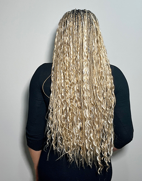 Duchess Boho 20 – Platinum Blonde Boho Braided Wig (40”, Very Long, Mini Frontal, Extra Full Density)