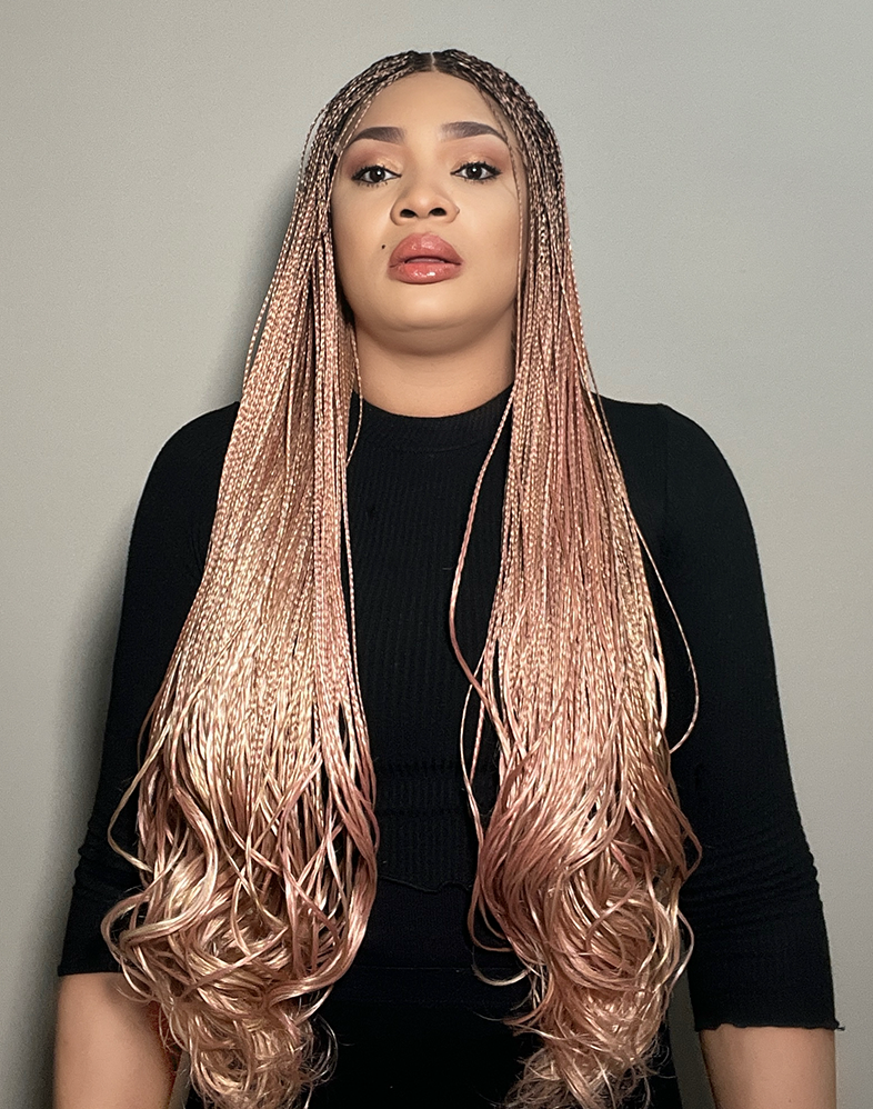 Duchess French 10 – Pink Mix French Curl Braided Wig (Very Long, HD Mini Frontal, Extra Full Density)