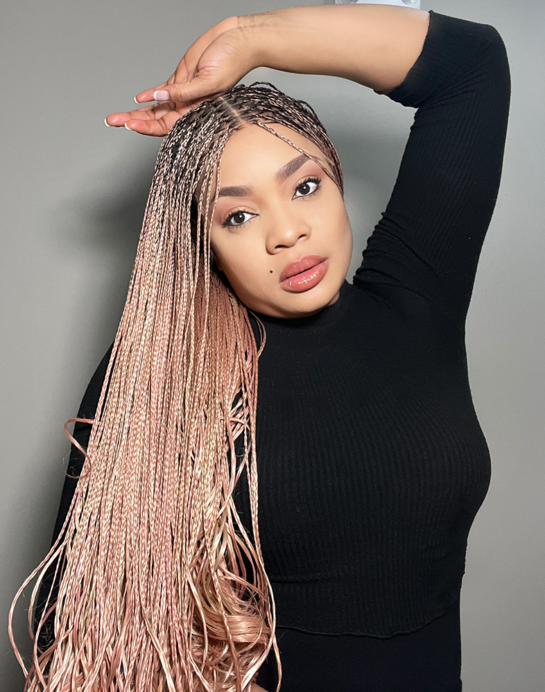 Duchess French 10 – Pink Mix French Curl Braided Wig (Very Long, HD Mini Frontal, Extra Full Density)