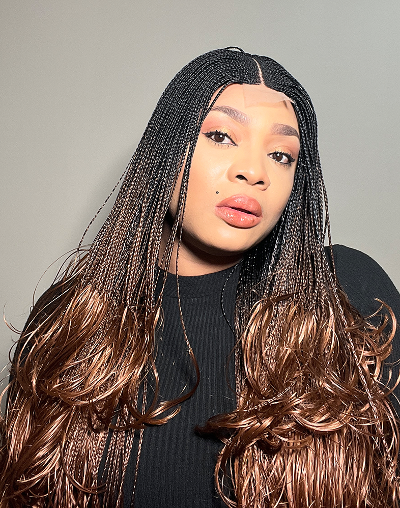 Duchess Ghana Weave 10 – Layered Ghana Weave Braided Wig with Mini Closure (23”, Chestnut & Black Mix, Xtra Full Density)