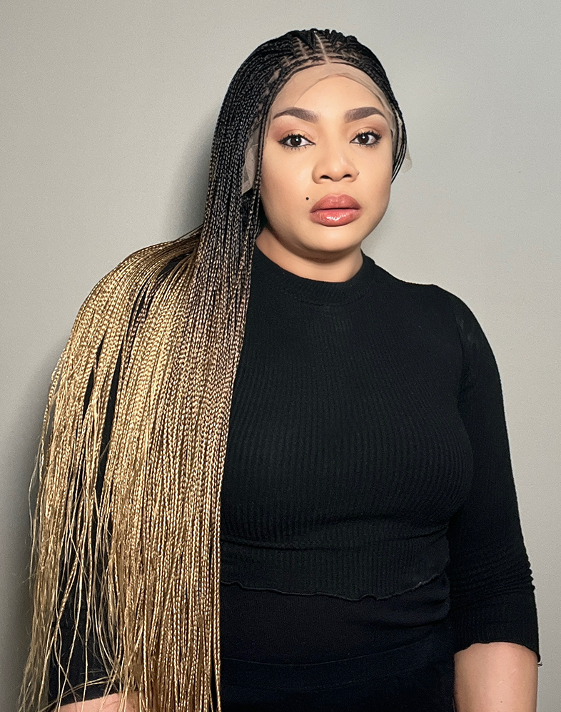 Duchess Ombre Braid 20 – Gold Ombré Full Frontal Braided Wig with HD Lace (38”, Very Long, Xtra Full Density)