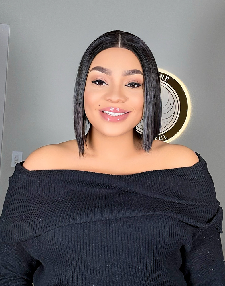 Empress 304 Super Double Drawn Premium Virgin Donor Bone Straight Bob Wig Natural Color • 8 Inches • Transparent 2x4 Closure