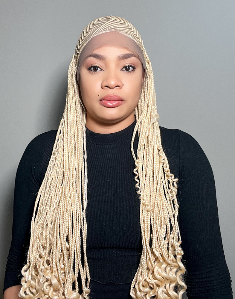 Lady Ghana Weave 30 | Platinum Blonde Ghana Weaving Wig with Spiral Bottom – 360 Lace (30″ Very Long, XX Full Density)