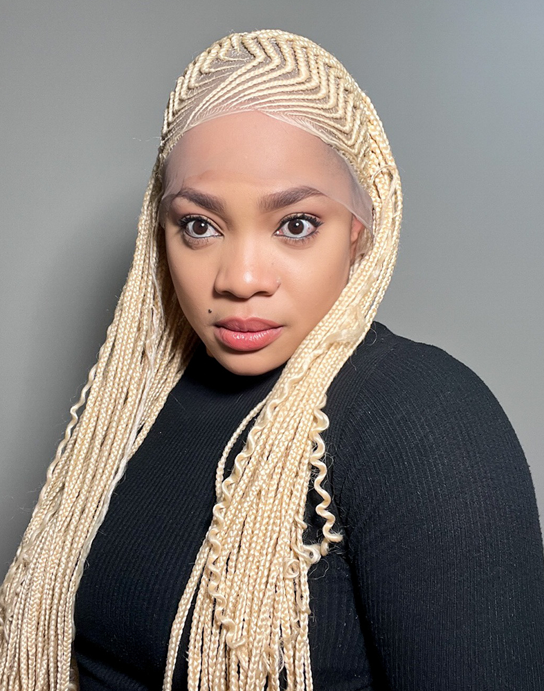 Lady Ghana Weave 30 | Platinum Blonde Ghana Weaving Wig with Spiral Bottom – 360 Lace (30″ Very Long, XX Full Density)