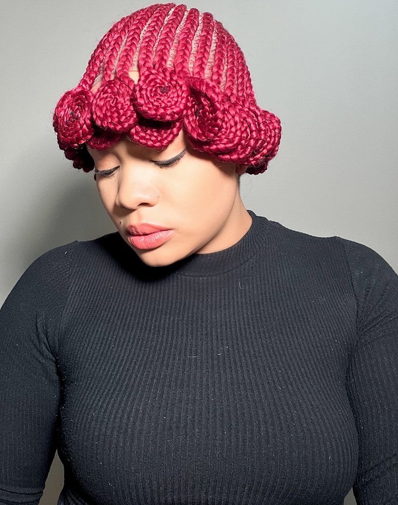 Lady Ghana Weave 40 | Wine Koloba Weaving Braided Wig – 360 Lace (10″ Short, Full Density)