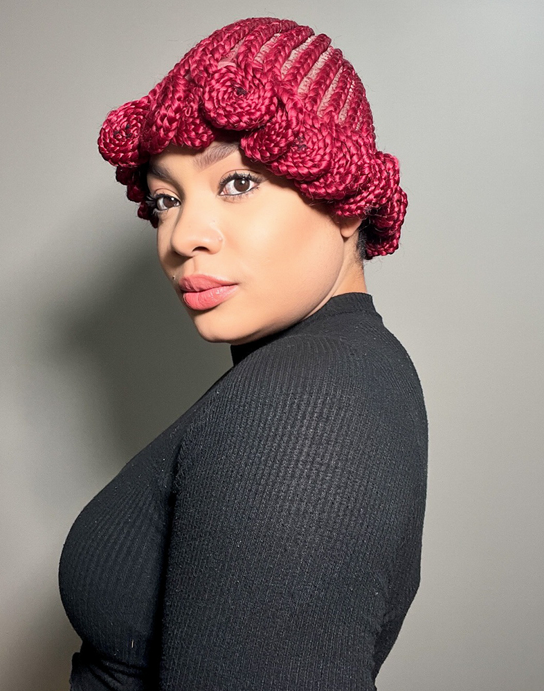 Lady Ghana Weave 40 | Wine Koloba Weaving Braided Wig – 360 Lace (10″ Short, Full Density)