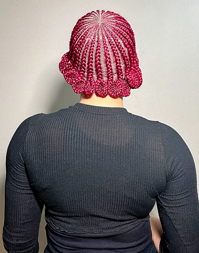 Lady Ghana Weave 40 | Wine Koloba Weaving Braided Wig – 360 Lace (10″ Short, Full Density)