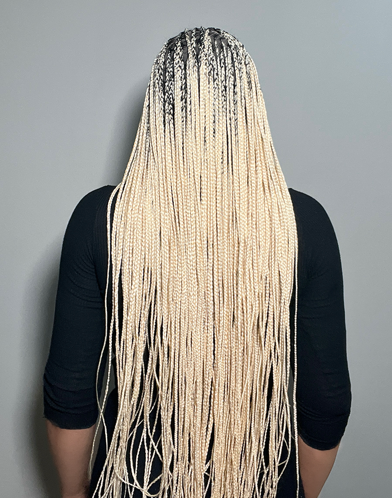 Lady Knotless 10 – Platinum Knotless Box Braided Wig with 360 Lace (44”, Very Long, XX Full Density)