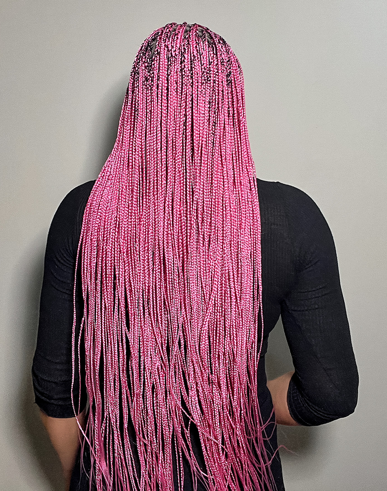 Lady Knotless 20 | Pink Knotless Braided Wig – 360 Lace (39″ Very Long, Full Density)