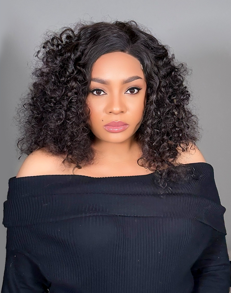 Queen 1400 Super Double Drawn 200% Density Twist Curl Human Hair Wig 4×4 Lace Closure • 18 Inches • Natural
Queen Collection