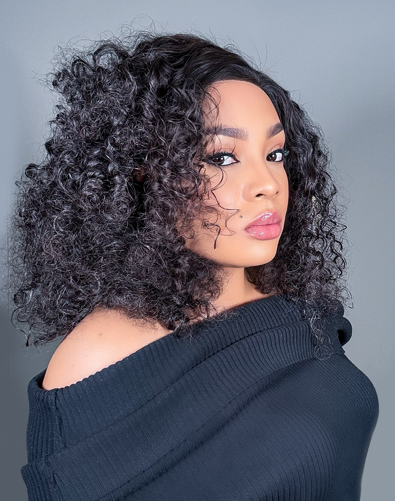 Queen 1400 Super Double Drawn 200% Density Twist Curl Human Hair Wig 4×4 Lace Closure • 18 Inches • Natural
Queen Collection