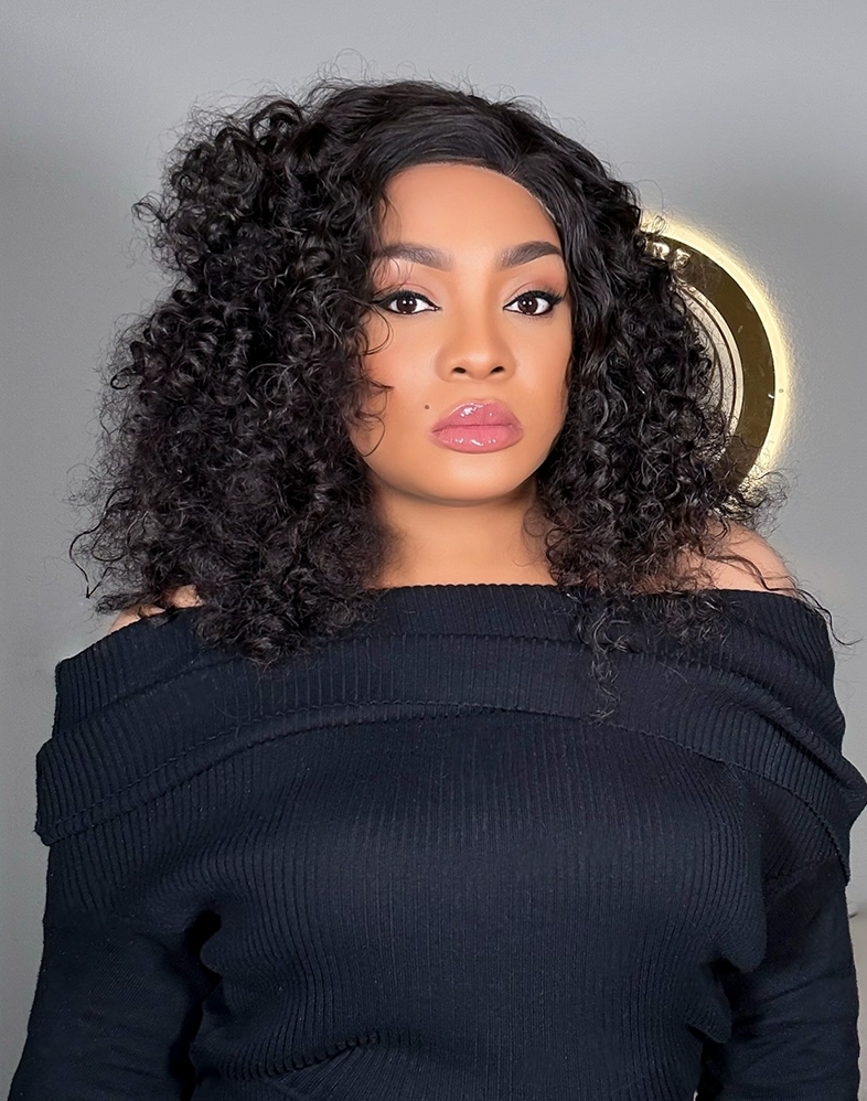 Queen 1400 Super Double Drawn 200% Density Twist Curl Human Hair Wig 4×4 Lace Closure • 18 Inches • Natural
Queen Collection