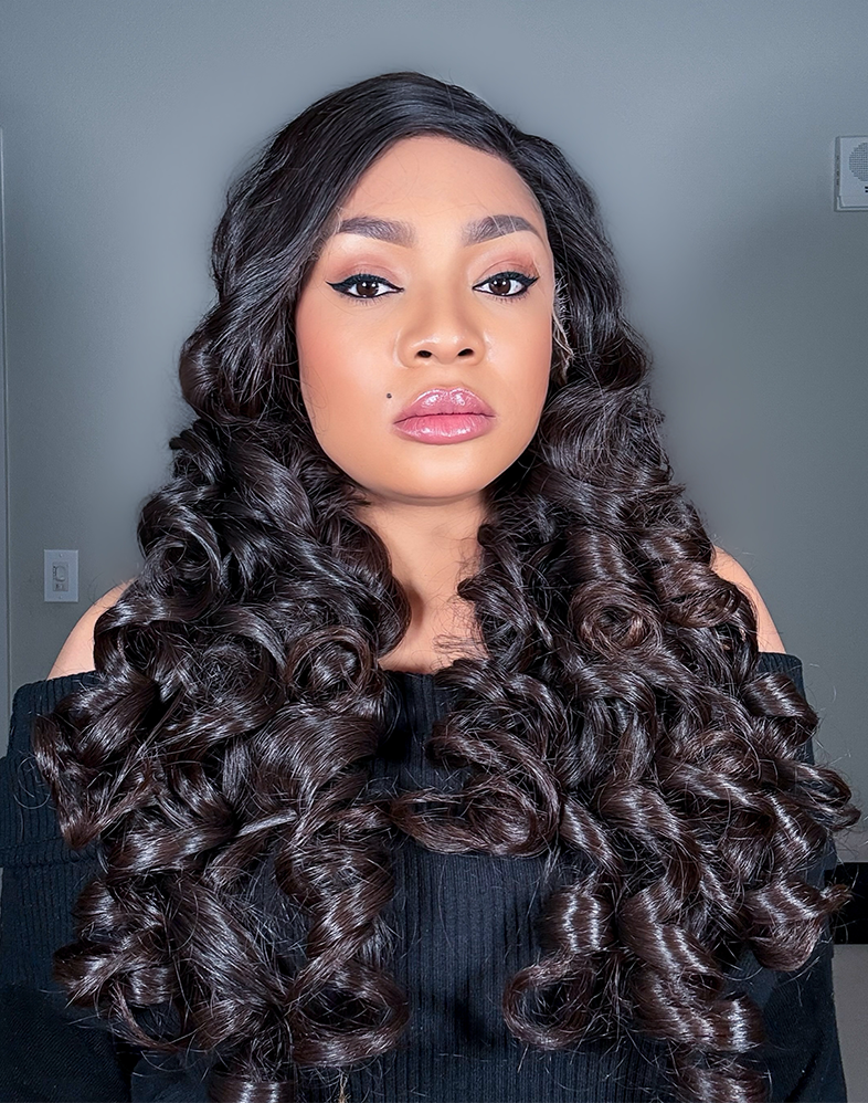 Royal 430 Royal Super Double Drawn 200% Density Crown Bouncy Curls Human Hair Wig 13×4 Lace Frontal • 32 Inches • Natural
Royal Collection