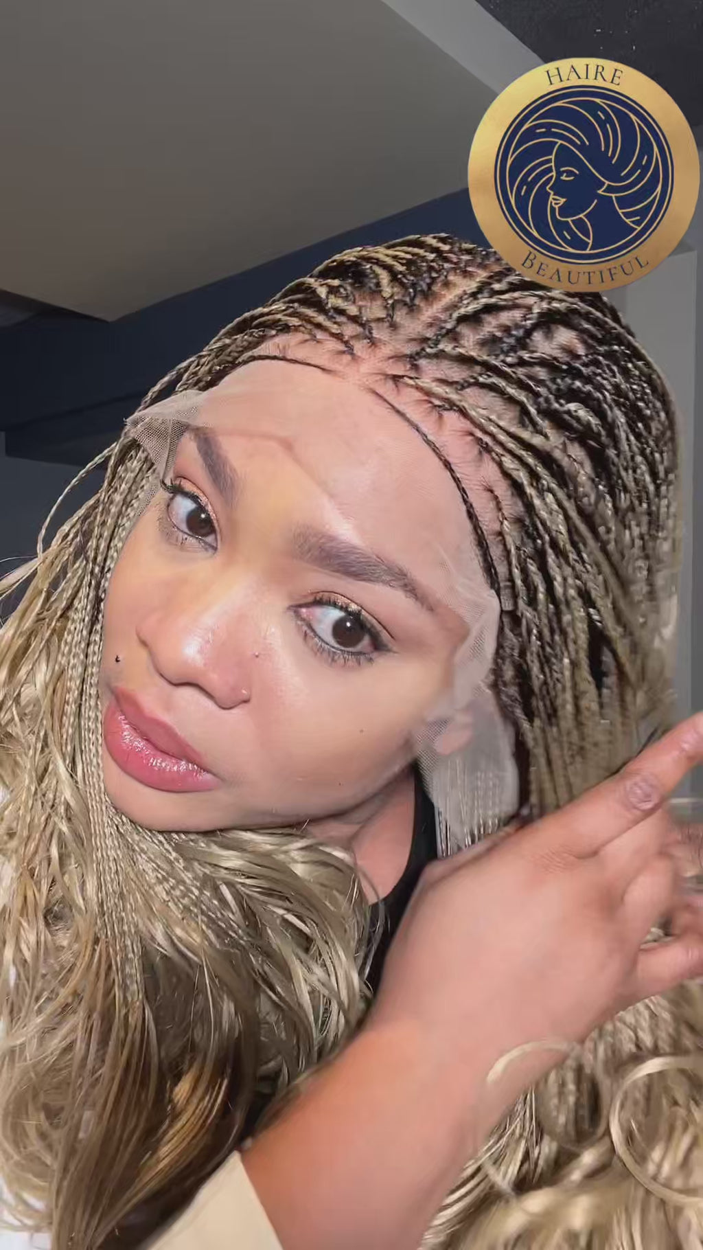 Duchess French 40 – Platinum Blonde French Curl Braided Wig with 13x6 Full Frontal (38”, Shoulder Length, Extra Full Density)