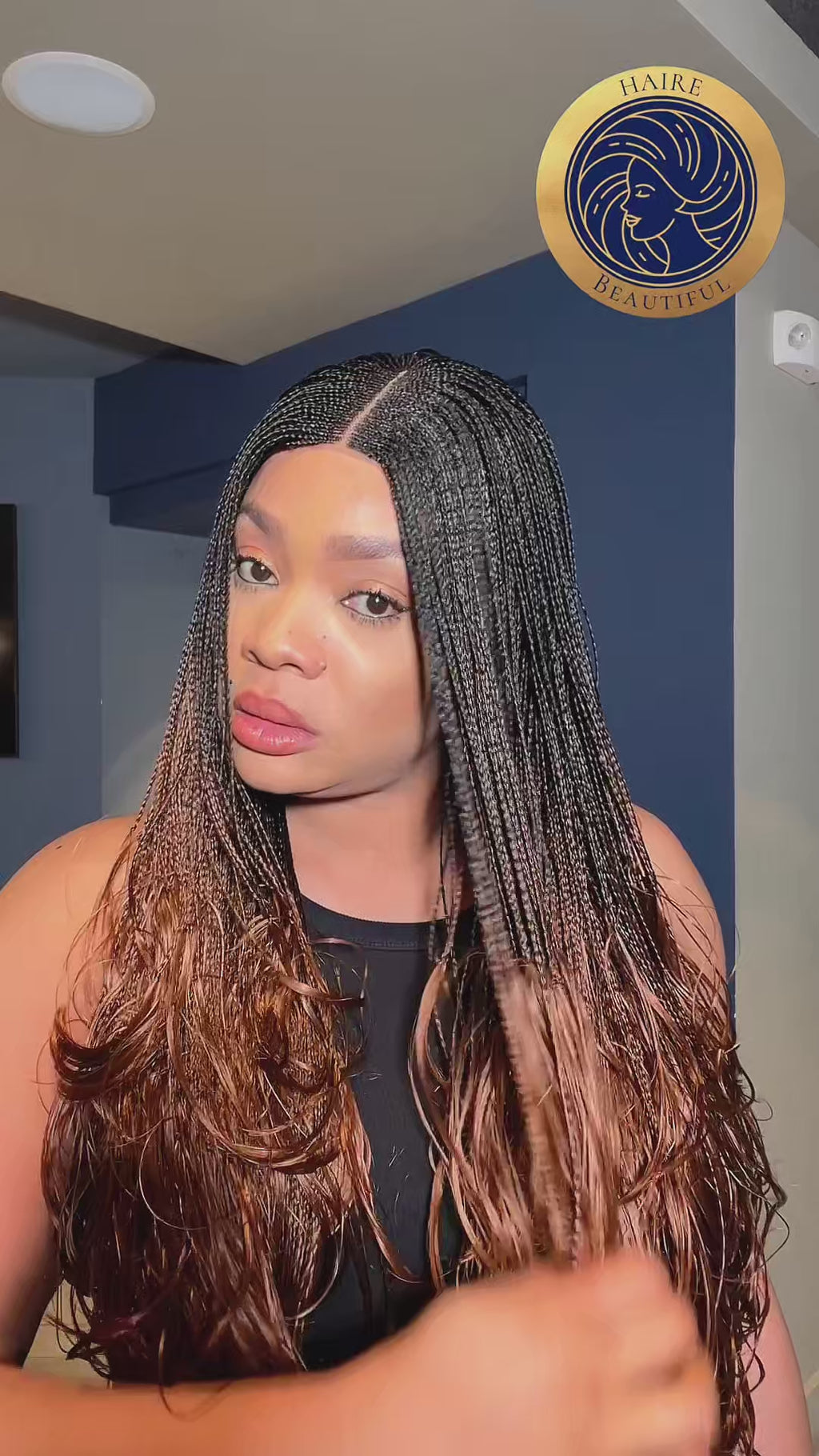 Duchess Ghana Weave 10 – Layered Ghana Weave Braided Wig with Mini Closure (23”, Chestnut & Black Mix, Xtra Full Density)